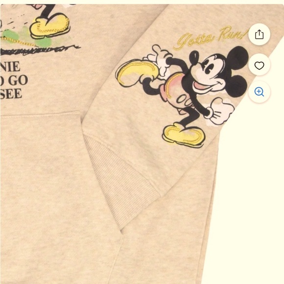 NWTS Disney Mickey & Minnie Character Graphic Hoodie - Cream - Picture 8 of 16